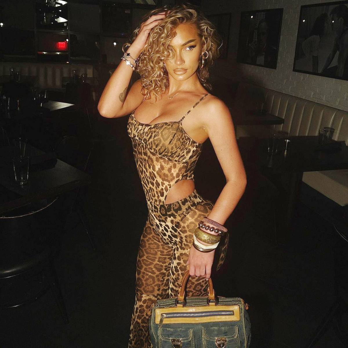 Sleeveless Jumpsuit See-through Leopard Wolveshop