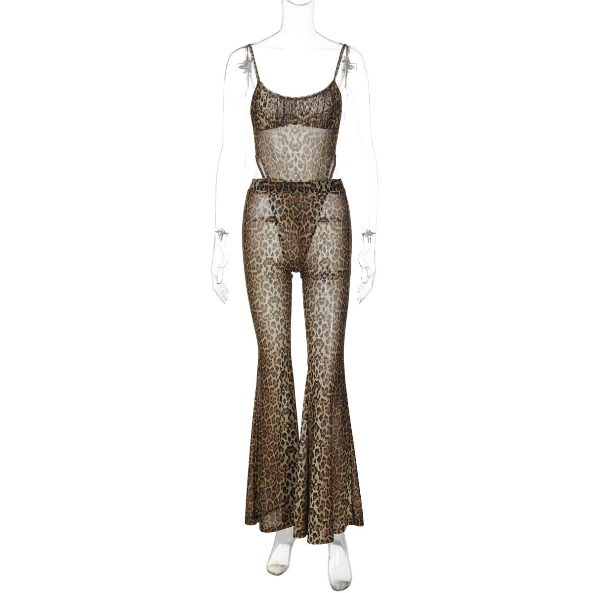 Sleeveless Jumpsuit See-through Leopard Wolveshop