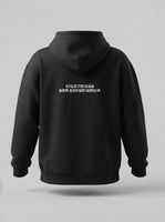 Sudadera oversize negra, espalda: Cicatrices son experiencia