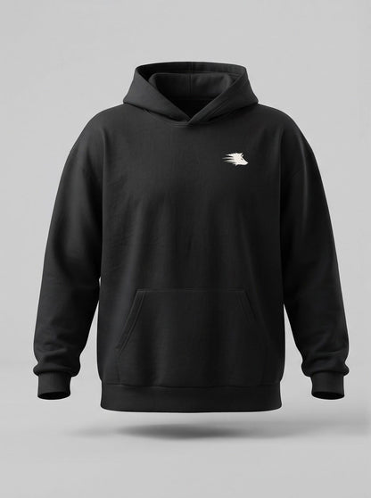 Sudadera oversize negra, frente con lobo
