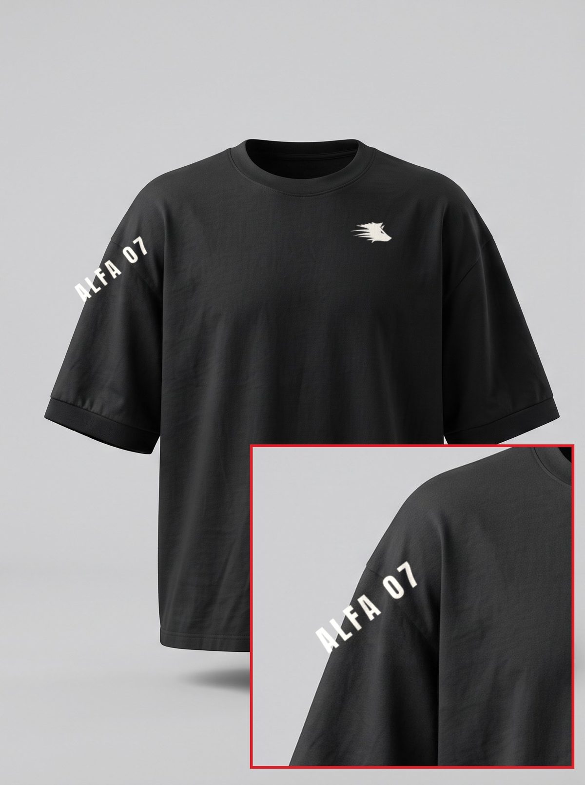 Nombre impreso en la manga de una playera oversize